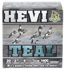 Hevishot HEVI HS62006 HEVI-Teal 20 Gauge Steel Shotshells, 3 Inch, 7/8 oz, Size 6