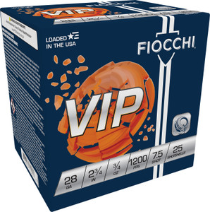 Fiocchi VIP 28 Gauge Lead Target Loads - 2.75 inch, 7.5 Shot Size, 1200 fps, 25 Rounds per Box