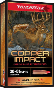 Winchester Ammo Copper Impact 30-06 Springfield 150 Grain Copper Extreme Point Lead-Free Centerfire Rifle Rounds (20 Rounds per Box)