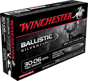 Winchester Ammo Ballistic Silvertip .30-06 Springfield 180 Grain Centerfire Rifle Rounds - 20 Rounds per Box