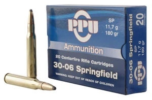 PPU PP30063 30-06 Springfield Soft Point Rifle Ammunition - 180 Grain, 20 Rounds per Box
