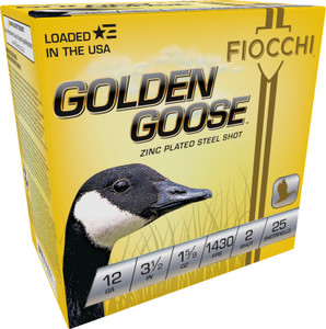 Fiocchi 1235GG2 Golden Goose 12 Gauge Steel Shotgun Ammunition, 3.5-inch, 1 5/8 oz, Shot Size 2