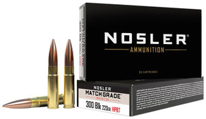 Nosler Match Grade 300 Blackout Custom Competition Hollow Point Boat Tail Ammo - 220 Grain, 20 Rounds Box