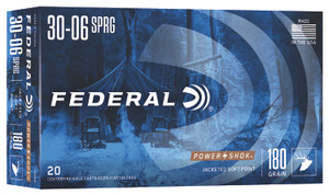 Federal Power-Shok 30-06 Springfield 180 Grain Jacketed Soft Point Centerfire Rifle Rounds (20 Rounds per Box)