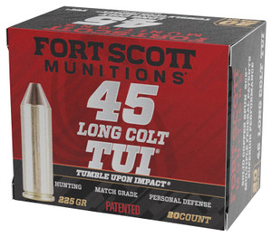 Fort Scott Munitions 45 Long Colt Tumble Upon Impact Ammo - 225 Grain Solid Copper Spun Bullet