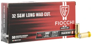 Fiocchi 32LA 32 S&W Long 100 Grain Lead Wadcutter Ammunition, 50 Rounds