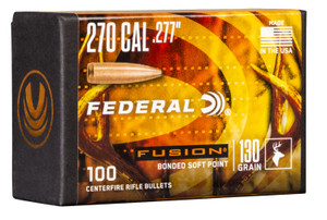 Federal FB277F2 Fusion Soft Point .277 Caliber 130 Grain Reloading Bullets, 100 Count