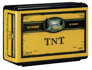 Speer Ammo 1032 TNT .224 Caliber 55 Grain Jacketed Hollow Point Reloading Bullets, 100 Count