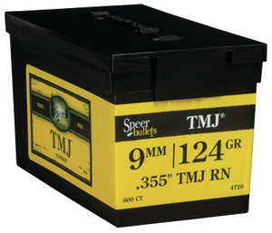 Speer Ammo 4726 9mm 124 Grain Total Metal Jacket Reloading Bullets, 600 Count