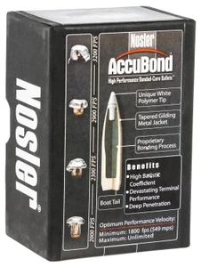 Nosler AccuBond .338 Caliber 300 Grain Spitzer Point Bullets, Part 54851, 50 Count