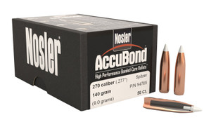 Nosler AccuBond 270 Caliber 140 Grain Spitzer Point Reloading Bullets, Part 54765, 50 Count