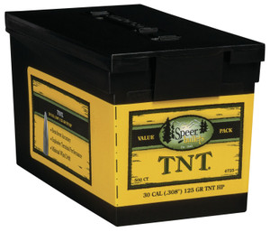 Speer Ammo 4725 .308 Caliber 125 Grain TNT Jacketed Hollow Point Reloading Bullets, 500 Count