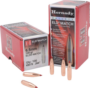 Hornady 26175 6.5mm (.264) 120 Grain ELD Match Bullets, 100 Count