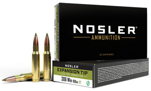 Nosler E-Tip 308 Winchester 168 Grain Lead-Free Hunting Ammunition - 20 Rounds per Box