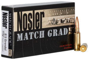 Nosler Match Grade 6.5 Grendel Custom Competition Hollow Point Boat Tail Ammunition - 123 Grain, 20 Rounds