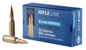 PPU 6.5 Grendel Full Metal Jacket Boat Tail Rifle Ammunition (PP6GF) - 110 Grain for Hunting