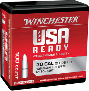 Winchester Ammo WBR30125 .308 Caliber 125 Grain Open Tip Reloading Bullets, 100-Pack