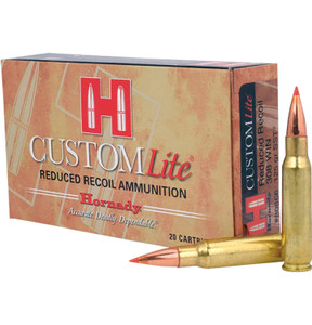 Hornady Custom Lite 308 Winchester Centerfire Rifle Rounds - 125 Grain SST for Hunting