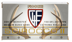 Fiocchi 308SCA Swift Scirocco II Bonded 150 Grain Centerfire Rifle Ammunition for Hunting