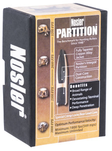 Nosler Partition 16330 .30 Caliber 165 Grain Spitzer Reloading Bullets