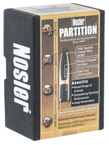 Nosler Partition 6.5mm .264 Caliber 140 Grain Spitzer Reloading Bullets, Part Number 16321