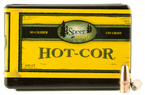 Speer Ammo 2007 Hot-Cor .30 Caliber 130 Grain Soft Point Flat Nose Reloading Bullets, 100 Count
