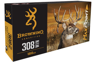 Browning Max Point Rifle Ammunition 308 Winchester 168 Grain for Deer Hunting - Part B192103082