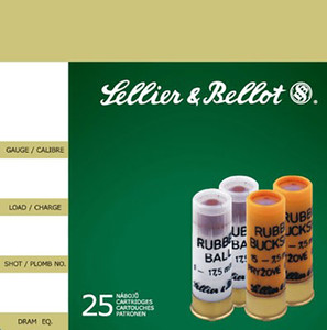 Sellier & Bellot SB12RBA 12 Gauge Rubber Ball Shotgun Ammunition for Home Defense