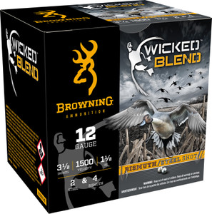 Browning Ammo BRNA B193431242 12 Gauge Waterfowl Shotshell – 3.5 Inch, 1.5 oz, Steel and Bismuth Blend