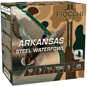 Fiocchi 123ADS3 12 Gauge Shotshell Steel Load, 3 Inch, 1 1/5 Ounce, Size 3 Shot
