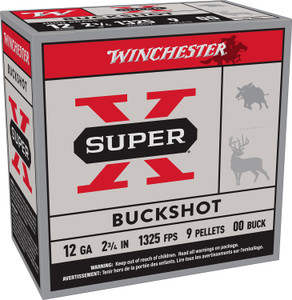 Winchester Ammo Super X XB1200VP25 12 Gauge 2.75-Inch 00 Buckshot Shotshells, 25 Rounds per Box, 10 Boxes per Case