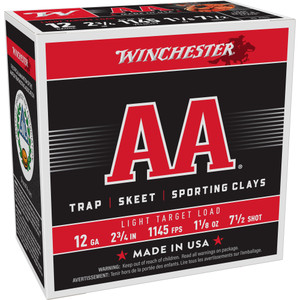 Winchester Ammunition AA Target 12 Gauge Shotshells – 1 1/8 oz, #9 Shot, 25 Rounds per Box