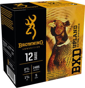 Browning Ammo B193511225 BDX Upland 12 Gauge Nickel-Plated Lead Shotshells, 2.75 inch, 1 3/8 oz, Size 5, 1485 fps, 25 Rounds per Box