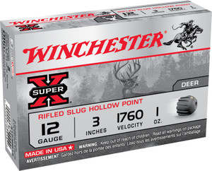 Winchester Ammo Super-X 12 Gauge Rifled Slug, 3 Inch, 1 Oz, 5 Rounds per Box