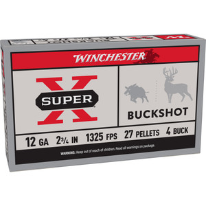 Winchester Ammunition Power Point 12 Gauge 2.75-inch 4 Buckshot - 5 Rounds per Box