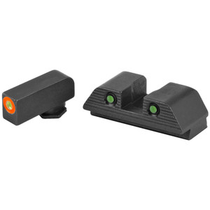 AmeriGlo Trooper Front and Rear Sight Set for Glock G5 9/40 with Green and Orange Outline