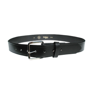 Boston Leather 1 1/4 Inch Off Duty Belt, Size 36, Full Grain English Bridle Leather, Black with Nickel Hardware