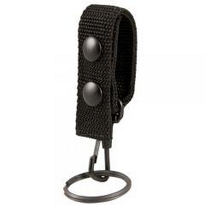 Boston Leather Belt Keeper with Key Snap - Black Nylon Finish, Nickel Hardware, Fits 2-1/4 Inch Duty Belts