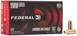 Federal AE9FP 9mm Luger 147-Grain Full Metal Jacket Flat Point Target Shooting Ammunition (50 Rounds per Box, 20 Boxes per Case)