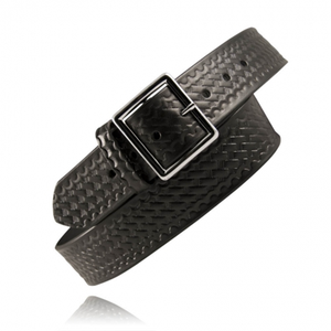 Boston Leather 6505-3-34 Garrison Belt - Black Full Grain English Bridle Leather with Basket Weave Finish