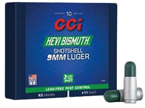 CCI 3790B 9mm Luger Bismuth Shotshells – Centerfire Handgun Rounds, 53 Grain, 10 Rounds per Box, 20 Boxes per Case