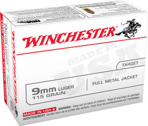 Winchester Ammo USA9MMVP 9mm Luger 115 Grain Full Metal Jacket Centerfire Handgun Rounds