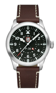 Luminox P-38 Lightning Pilot Watch with 42mm Black Dial and Second Time Zone