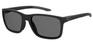 Under Armour UA Hustle Matte Black Gray Polarized Sunglasses with Modified Rectangle Design