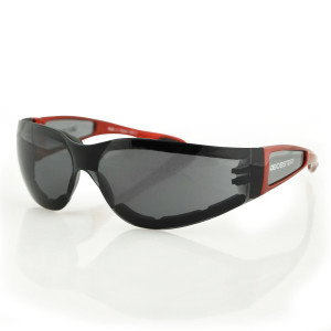 Bobster Shield II Frameless Sunglasses with Impact-Resistant Polycarbonate Lenses - Red Frame, Smoked Lenses