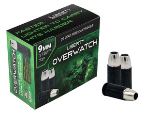 Liberty Ammunition OverWatch 9mm Luger 72 Grain Centerfire Handgun Rounds – Home Defense