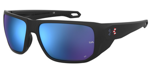 Under Armour UA Attack 2 Large/XL Full-Rim Wrap Safety Glasses with Blue Mirror Lenses