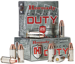 Hornady Critical Duty 9mm Luger 135 Grain FlexLock Centerfire Handgun Rounds, 25 Rounds per Box