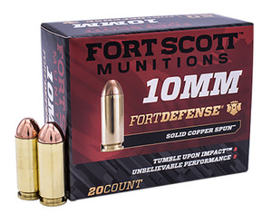 Fort Scott Munitions FSM 10MM-124-SCV 125-Grain Tumble Upon Impact (TUI) Solid Copper Spun Handgun Ammo - 20 Rounds