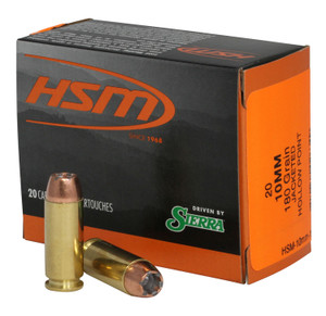 HSM 10mm Auto Pro Pistol Hunter Ammunition - 180 Grain Jacketed Hollow Point, 20 Rounds